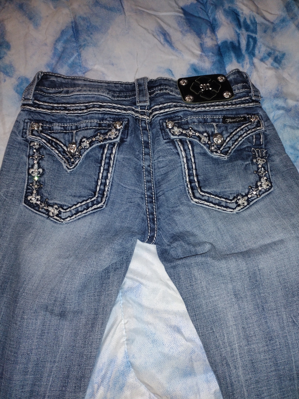 Embellished Blue Women’s Jeans with Rhinestone Pocket Detail Miss Me Jeans